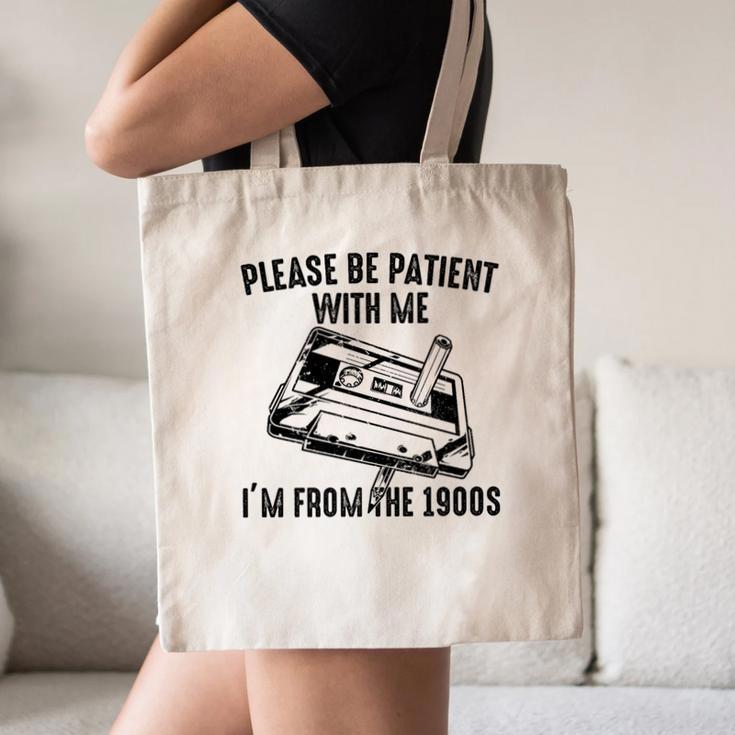 Please Be Patient With Me I'm From The 1900s Cassette Pencil Premium Canvas Tote Bag Please Be Patient With Me I'm From The 1900s Cassette Pencil Premium Canvas Tote Bag
