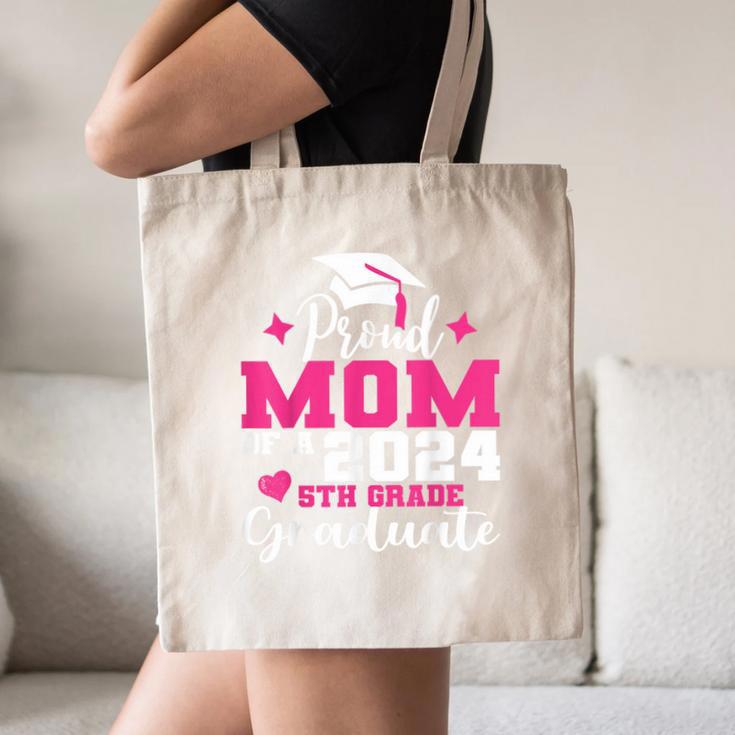 Proud Mom Of 2024 5th Grade Graduate Mother Graduation Canvas Tote Bag
