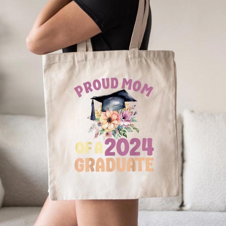Proud Mom Of a 2024 Graduate Floral Flower Family Graduation Canvas Tote Bag
