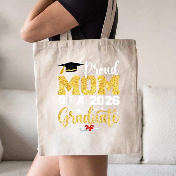 Proud Mom Of A Class Of 2026 Graduate Senior Gold Graduation Canvas Tote Bag