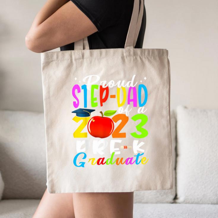 Proud Step-Dad Of 2023 Pre-K Graduate Fathers Day Graduation Canvas Tote Bag