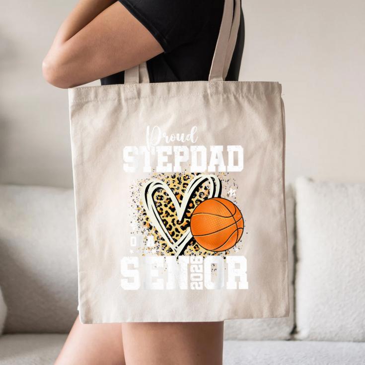 Proud Stepdad Of A 2026 Senior Basketball Graduation Leopard Canvas Tote Bag