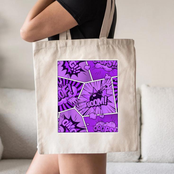 Purple Comic Book Purple Color Graphic Canvas Tote Bag