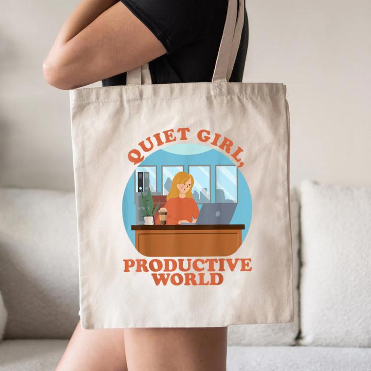 Quiet Girl Productive World Introvert Office Staff Secretary Canvas Tote Bag Quiet Girl Productive World Introvert Office Staff Secretary Canvas Tote Bag