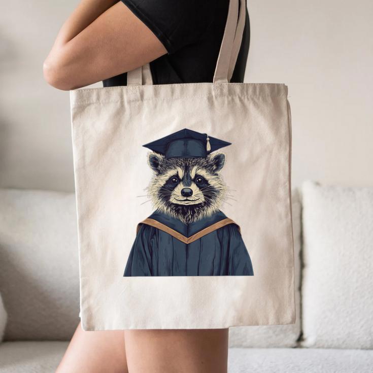 Raccoon Graduation Canvas Tote Bag