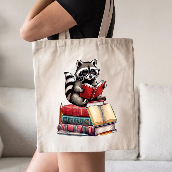 Raccoon Reading Books Matching Bookworm Readers Librarian Canvas Tote Bag