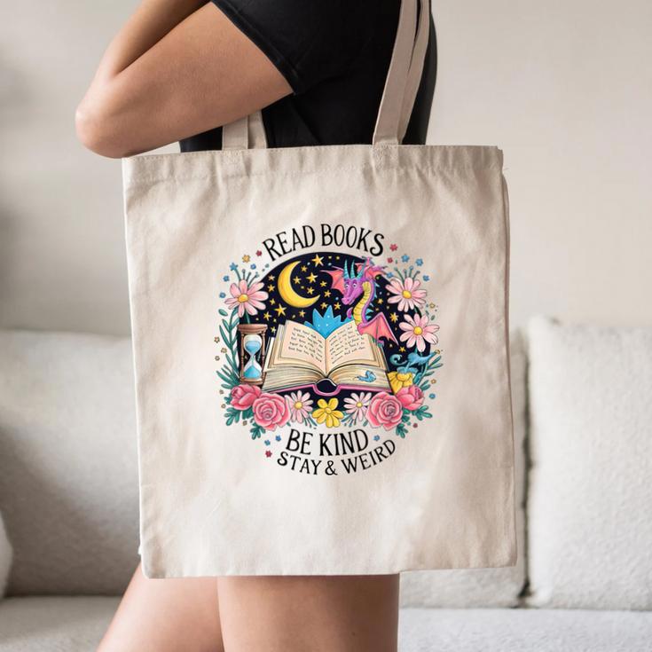 Read Books Be Kind Stay Weird Dragon Canvas Tote Bag