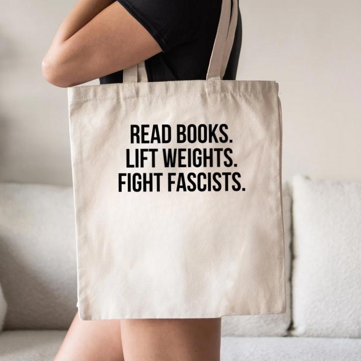 Read Books Lift Weights Fight Fascists Premium Tri-Blend Canvas Tote Bag