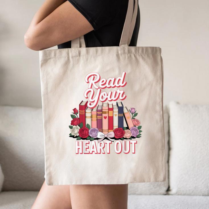 Read Your Heart Out Book Lover Reading Enthusiasts Floral Canvas Tote Bag