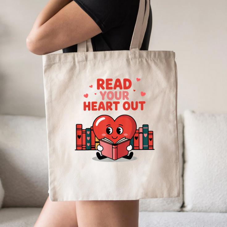 Read Your Heart Out Shirt Valentine Teacher Bookworm Lover Canvas Tote Bag