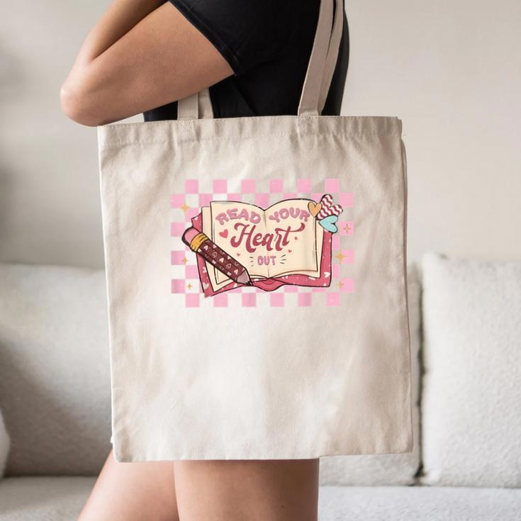 Read Your Heart Out Valentine Reading Book Teacher Student Canvas Tote Bag