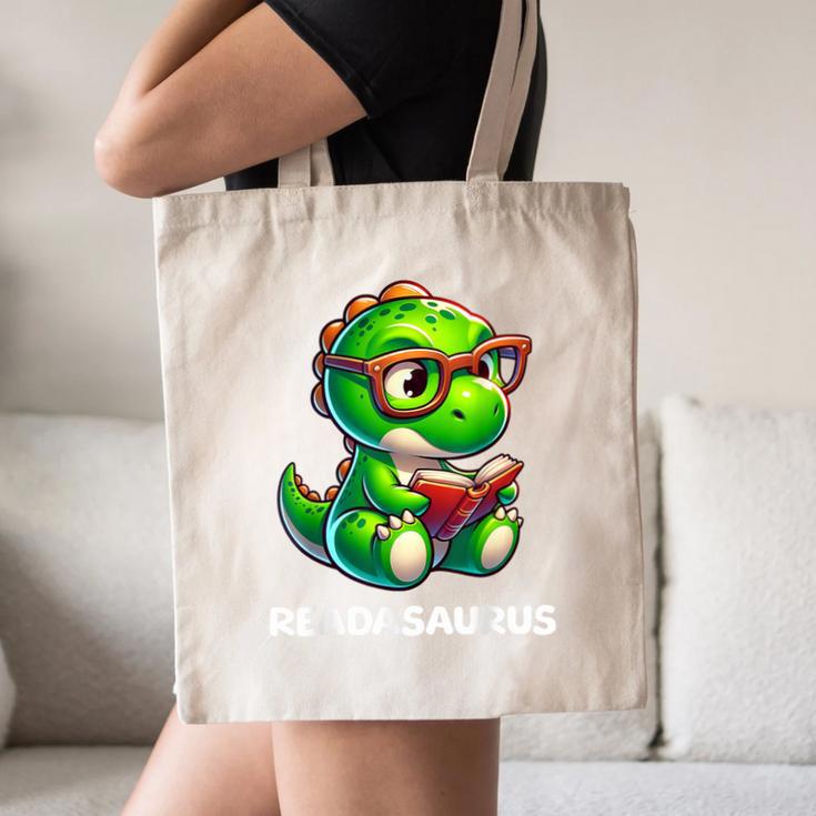 Readasaurus Reading Dinosaur Book Reader Bookworm Canvas Tote Bag