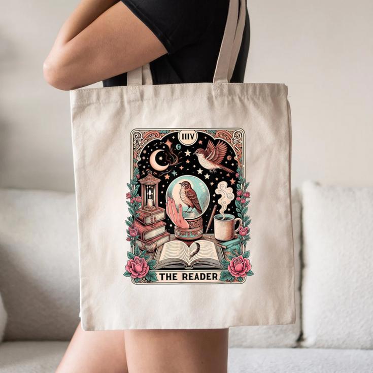 The Reader Tarot Card Shirt Bird Book Lover Bookworm Canvas Tote Bag