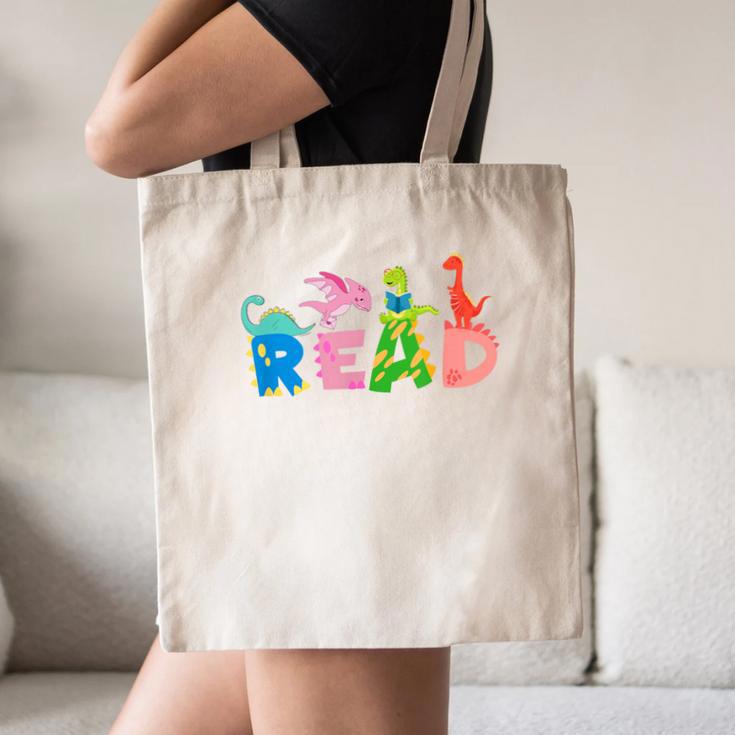 Reading DinosaurRex Dino Book Lover Canvas Tote Bag