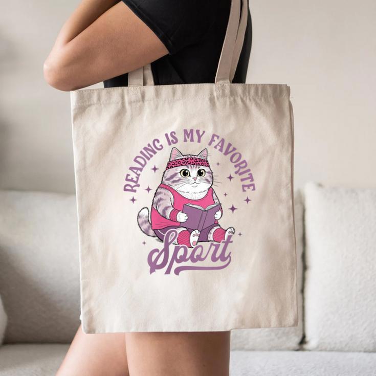 Reading Is My Favorite Sport Bookworm Cat Lover Book-Club Canvas Tote Bag