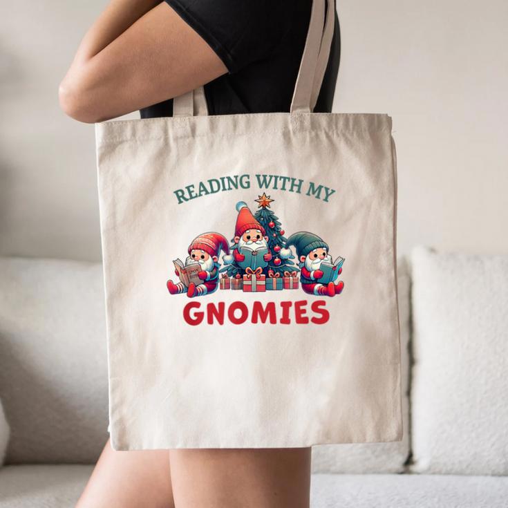 Reading With My Gnomies Reading Book Christmas Canvas Tote Bag