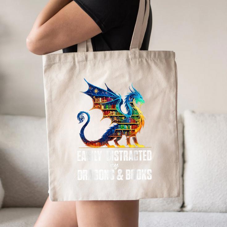 Reading Lover Easily Distracted By Dragons And Books Dragon Canvas Tote Bag