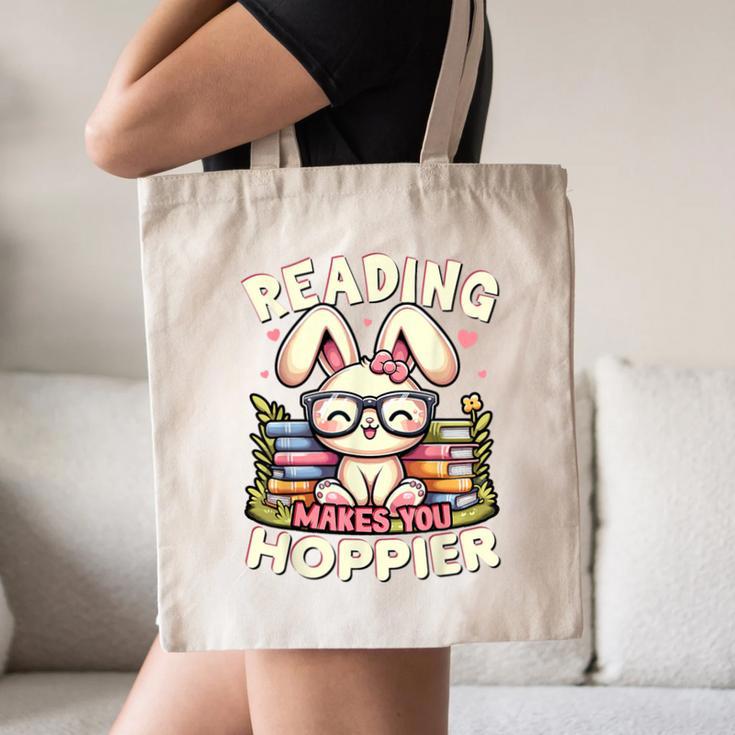 Reading Makes You Hoppier Bunny Book Fans Toddler Kid Canvas Tote Bag Reading Makes You Hoppier Bunny Book Fans Toddler Kid Canvas Tote Bag