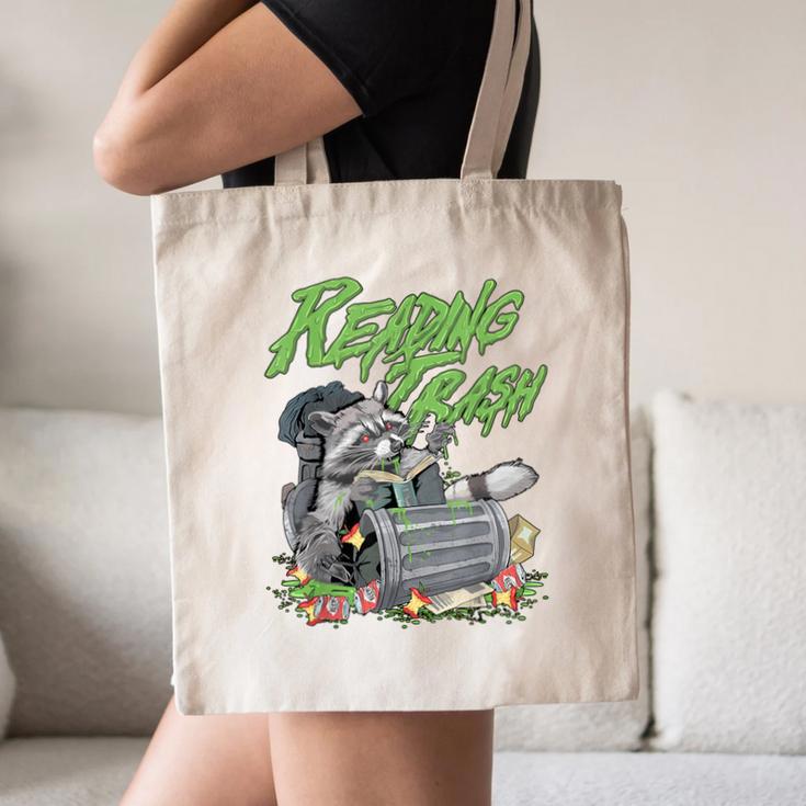 Reading Trash Racoon Bookworm Bookish Librarian Book Lover Canvas Tote Bag