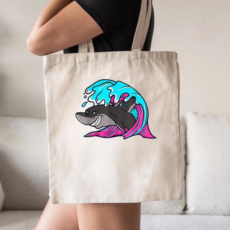 Retro 80s Shark Whale Diving Nostalgia Shark Party Canvas Tote Bag