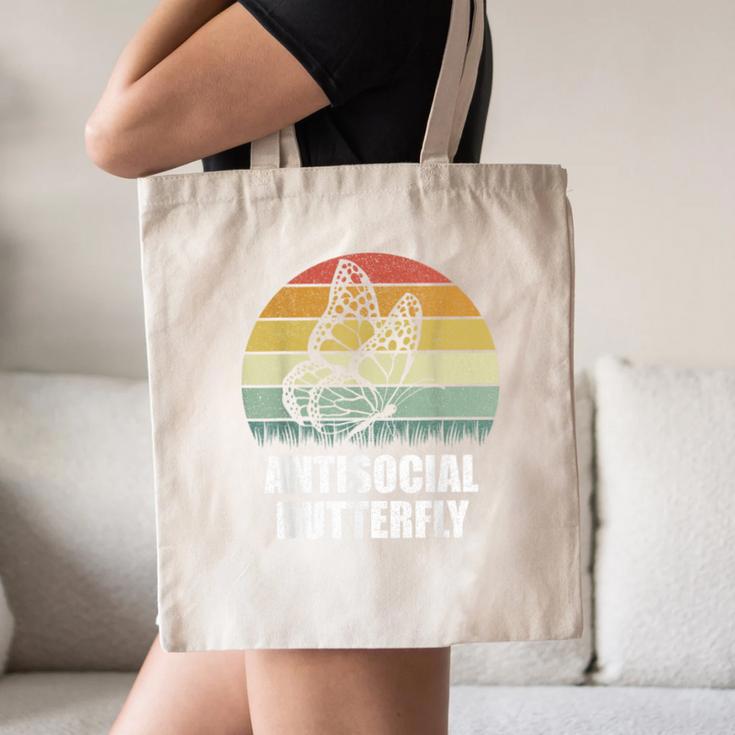 Retro Antisocial Butterfly Shirt For Introverts Canvas Tote Bag