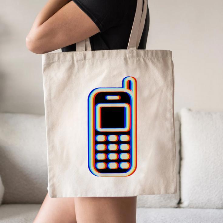 Retro Cell Vintage Mobile Phone 90s Nostalgia Vaporwave Fun Canvas Tote Bag