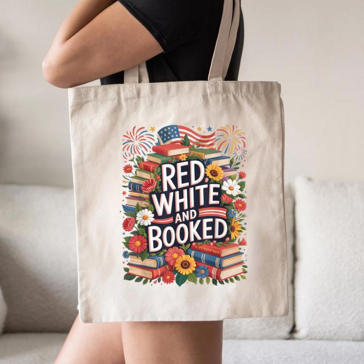Retro Floral Red & Booked Library Reading 4th Of July Canvas Tote Bag Retro Floral Red & Booked Library Reading 4th Of July Canvas Tote Bag