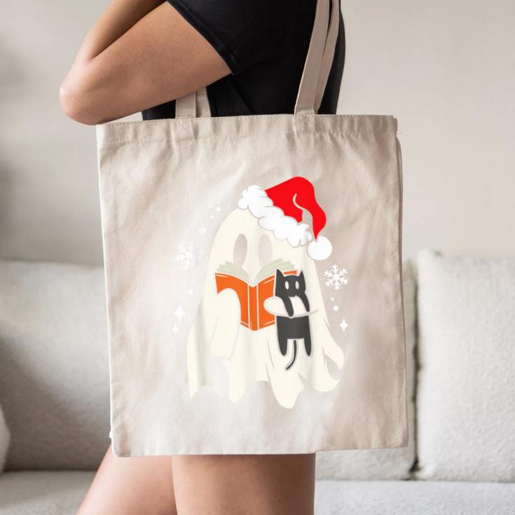 Retro Ghost Reading Book With Cat Bookish Club Christmas Men Women Kids Canvas Tote Bag