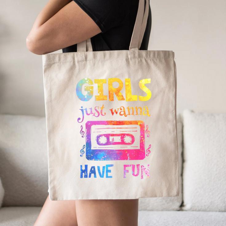 Retro Girls Just Wanna Have Fun Nostalgia 1980s 80's Premium Tri-Blend Canvas Tote Bag