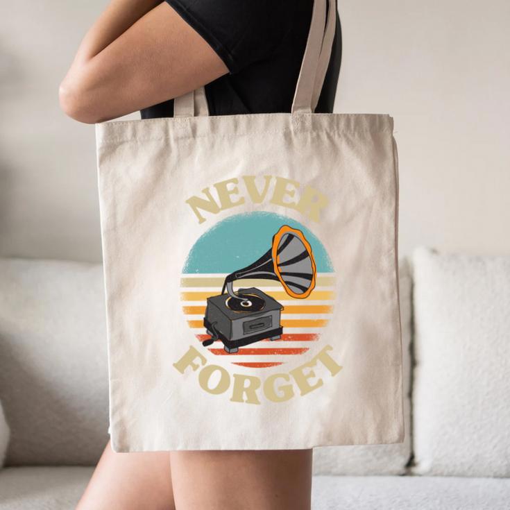 Retro Grammophone Never Forget Nostalgia Vintage Canvas Tote Bag