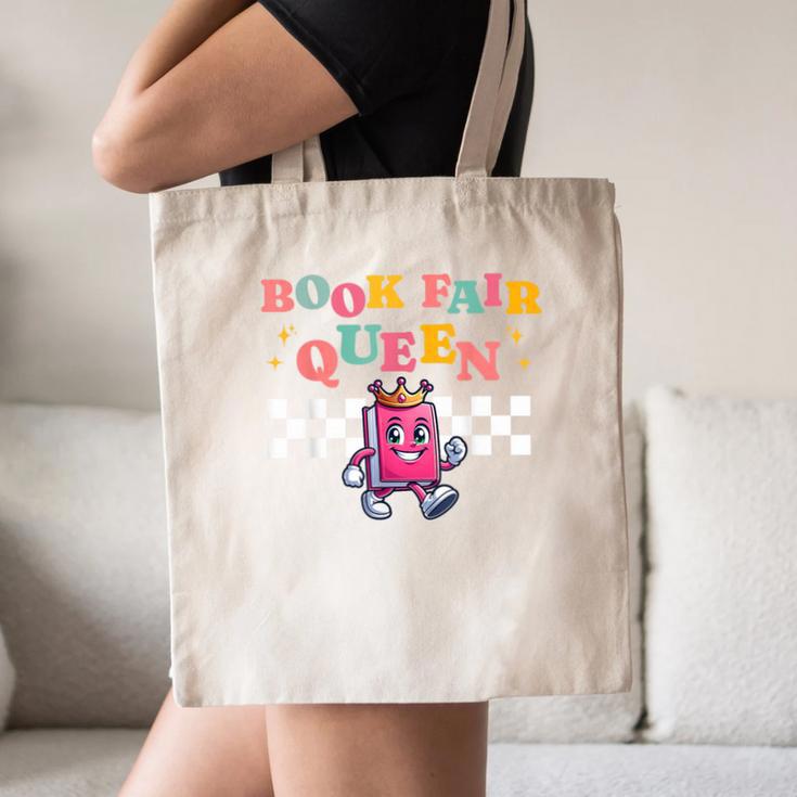 Retro Library Book Fair Queen School Reading Girls Women's Canvas Tote Bag