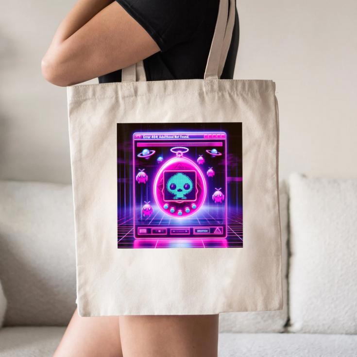 Retro Nostalgia Vaporwave- Error 404 Canvas Tote Bag