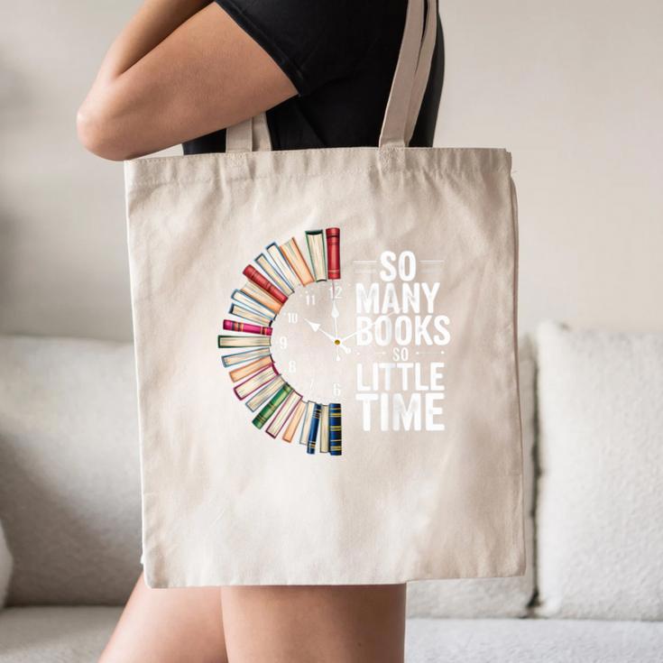 Retro So Many Books Little Time Book Clock Reading Canvas Tote Bag