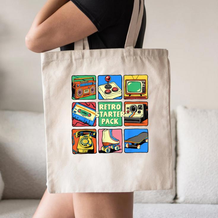 Retro Starter Pack 80s 90s Vintage Nostalgia Cassette Tape Canvas Tote Bag