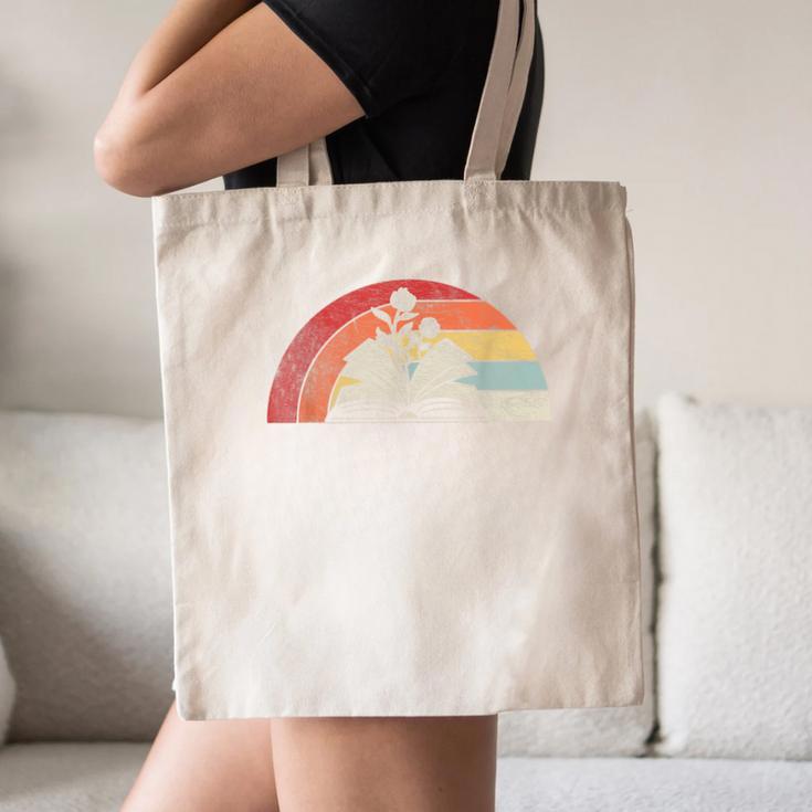 Retro Vintage Wildflowers Book Shirt Book Lover Canvas Tote Bag