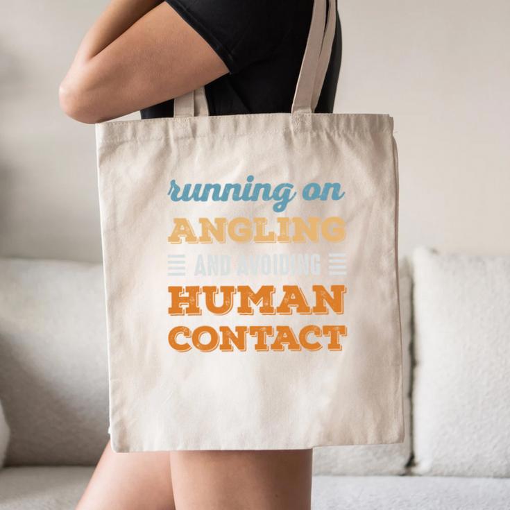 Running On Angling Social Introvert Humor Vintage Canvas Tote Bag Running On Angling Social Introvert Humor Vintage Canvas Tote Bag