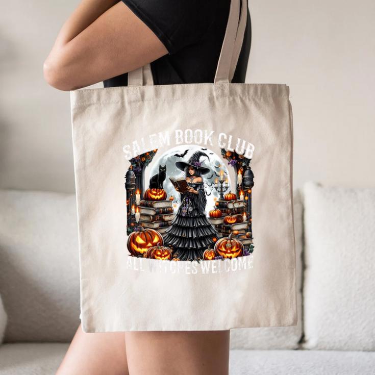 Salem Book Club Gothic Witch Vintage Halloween Art Canvas Tote Bag