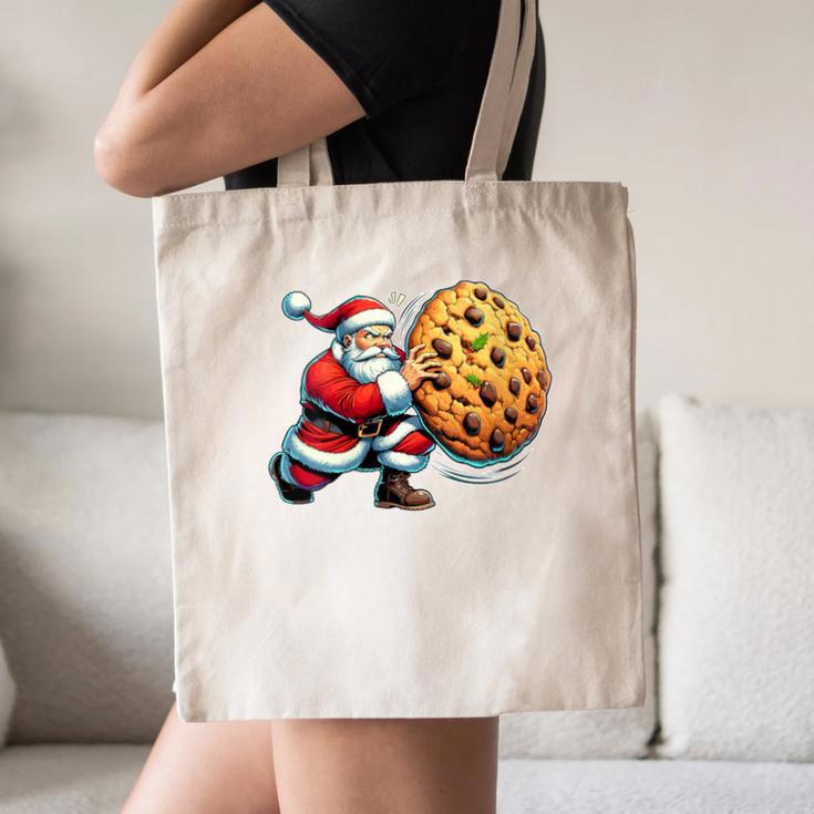 Santa Holding Cookie Xmas Baker Introvert Christmas Canvas Tote Bag