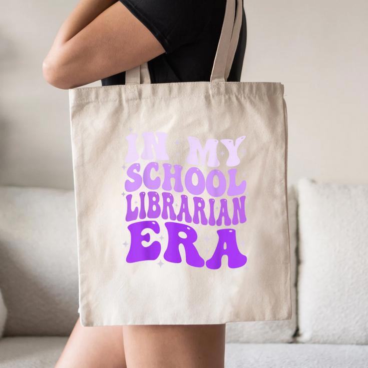 In My School Librarian Era Groovy Back To School Book Lover Canvas Tote Bag