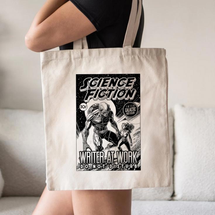 Science Fiction Writer At Work Vintage Book Cover Canvas Tote Bag