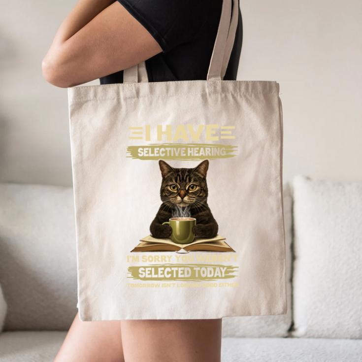 i Have Selective Hearing Cat Coffee Books Retro Canvas Tote Bag i Have Selective Hearing Cat Coffee Books Retro Canvas Tote Bag