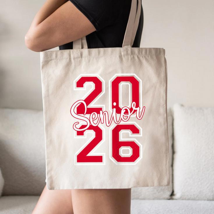 Senior 2026 Graduation Varsity Red Letters On The Back Canvas Tote Bag