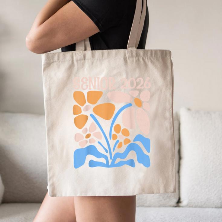 Senior 2026 Retro Groovy Flowers Graduation Canvas Tote Bag