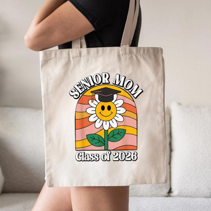 Senior Mom Class Of 2026 Daisy Flower Retro Graduation Canvas Tote Bag