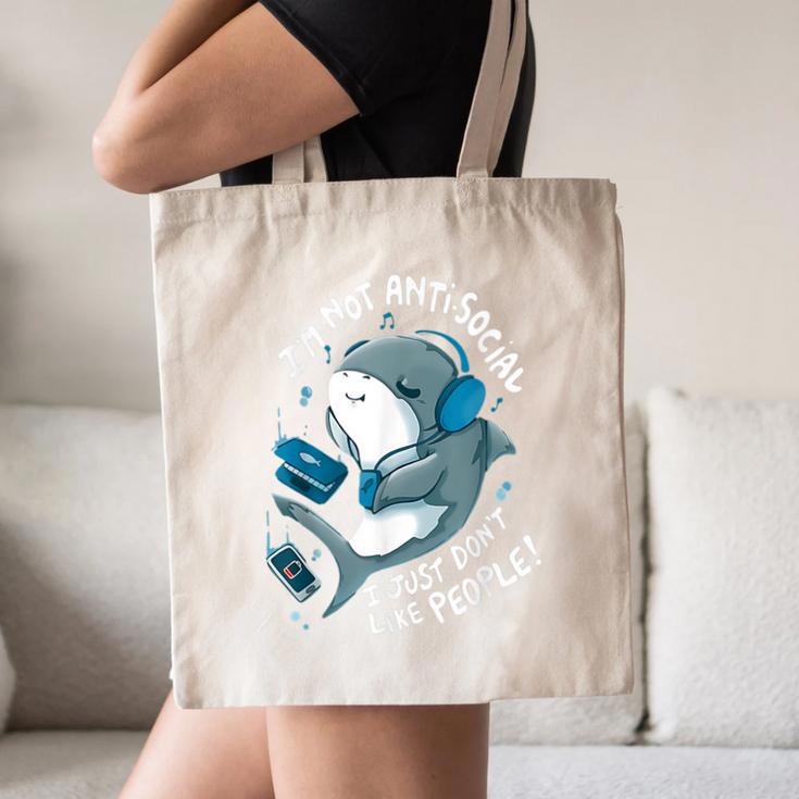 Shark Don’t Like People Antisocial Introvert Canvas Tote Bag