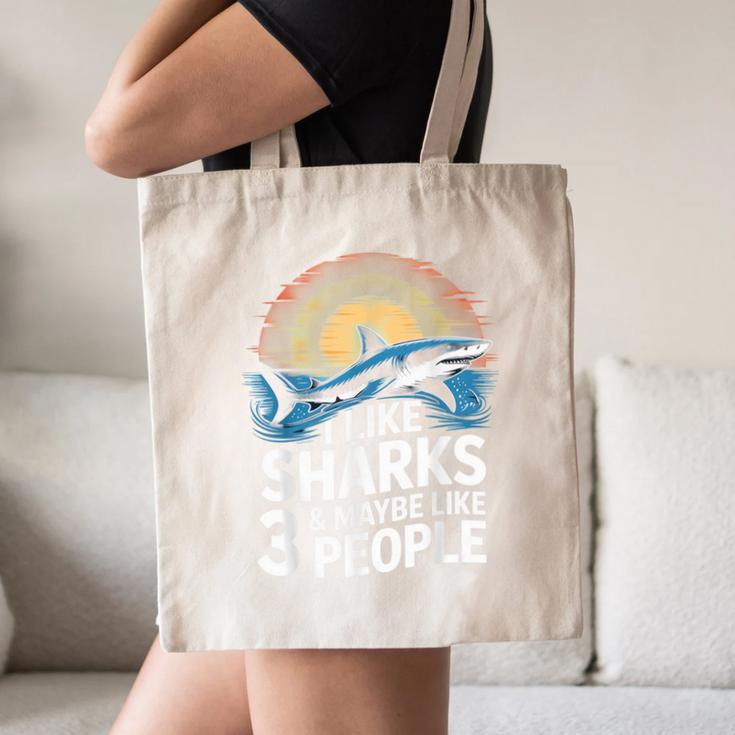 I Like Sharks & Maybe Like 3 People Humor Introverts Summer Canvas Tote Bag