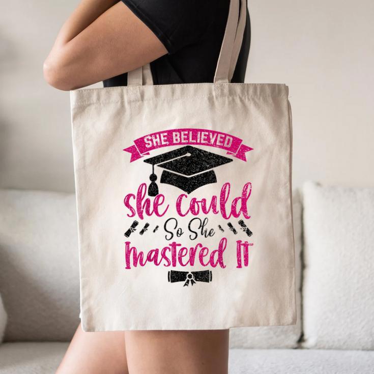 She Believed She Could So She Mastered It Graduation Canvas Tote Bag