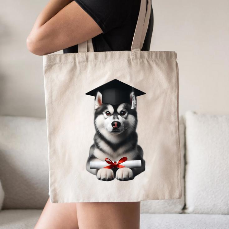 Siberian Husky Dog Graduation Cap Training School Graduate Men Women Kids Canvas Tote Bag