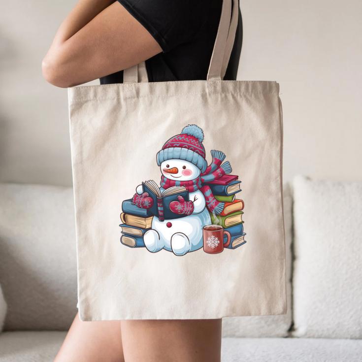 Snowman Reading Book Lovers Christmas Bookworm Librarian Canvas Tote Bag Snowman Reading Book Lovers Christmas Bookworm Librarian Canvas Tote Bag