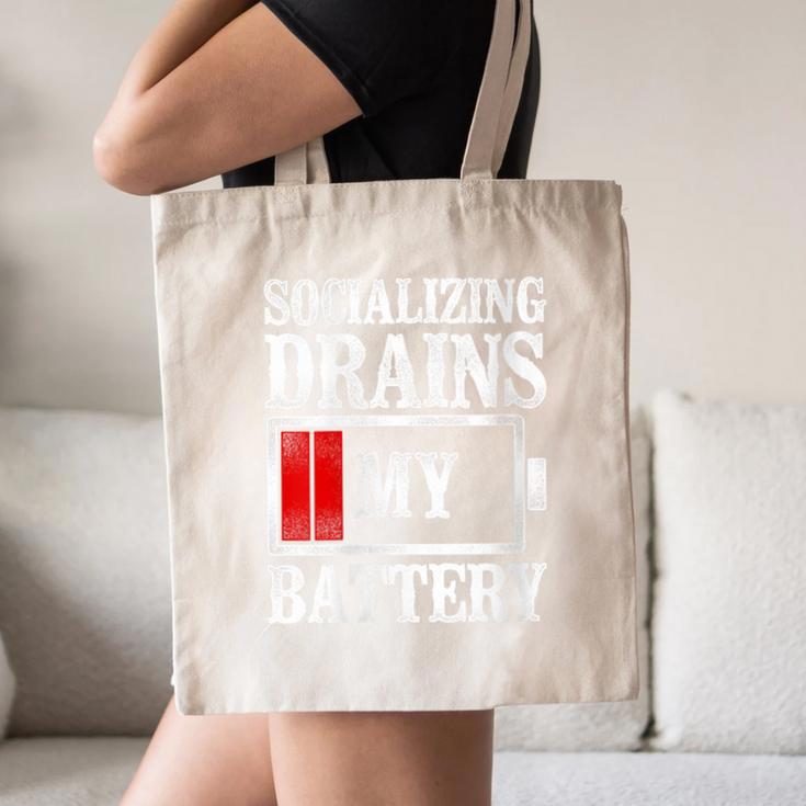 Socializing Drains My Battery Introvert Canvas Tote Bag Socializing Drains My Battery Introvert Canvas Tote Bag